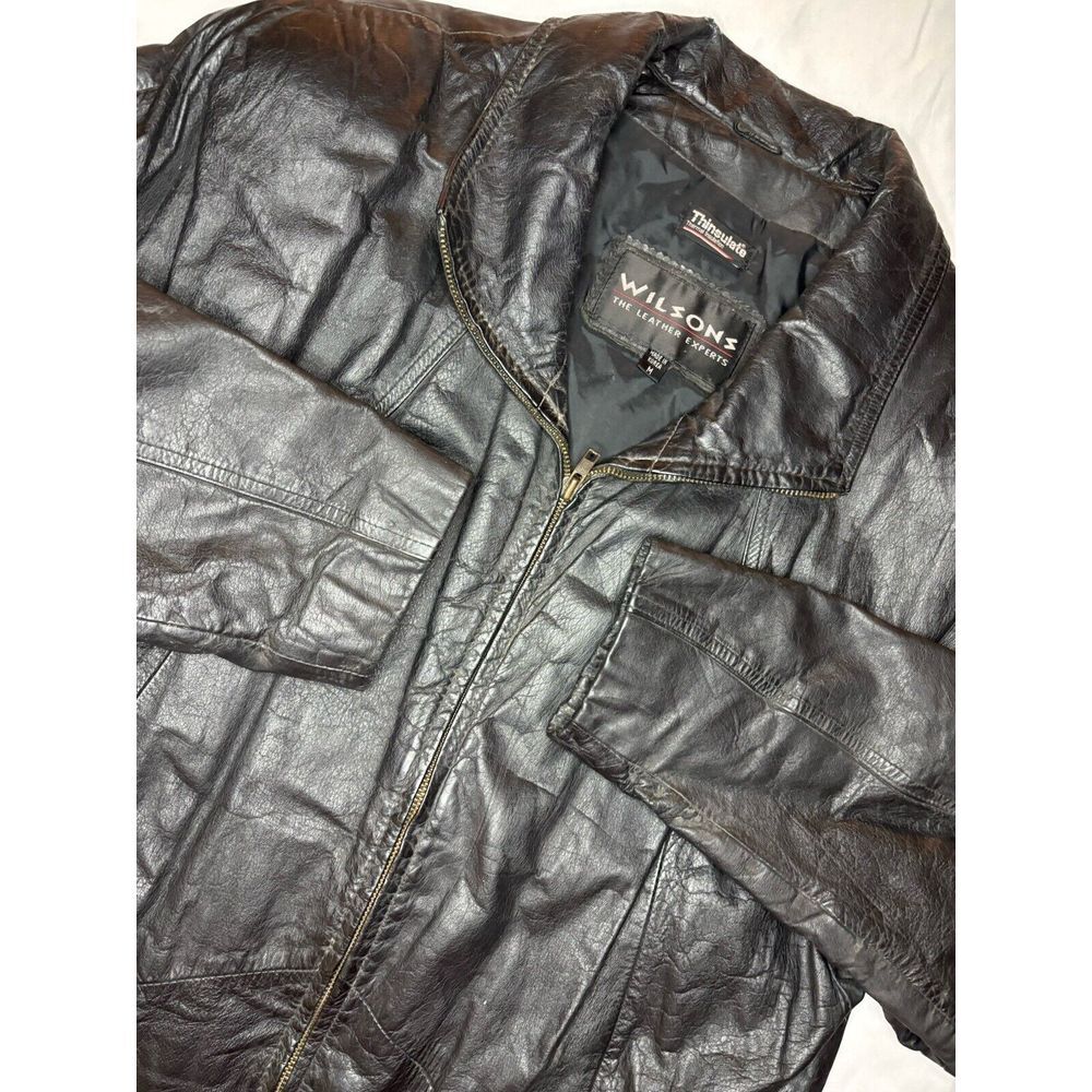 Wilson's Leather Jacket Womens Medium Black Thinsulate Lined Pockets No Belt